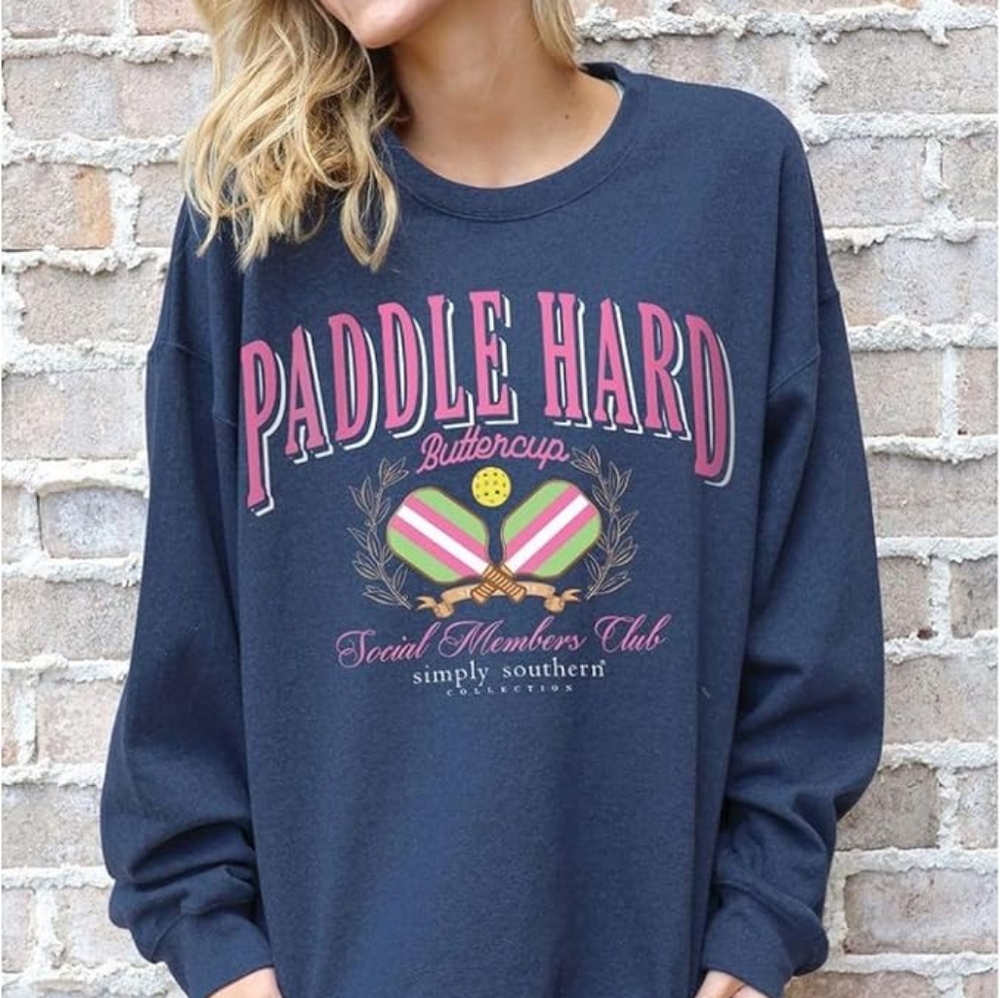 NWT Navy Paddle Hard Sweatshirt Simply Southern M/L